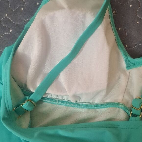 Sonnet Shores Teal V-Neck Tankini Top size 16W - Picture 4 of 4